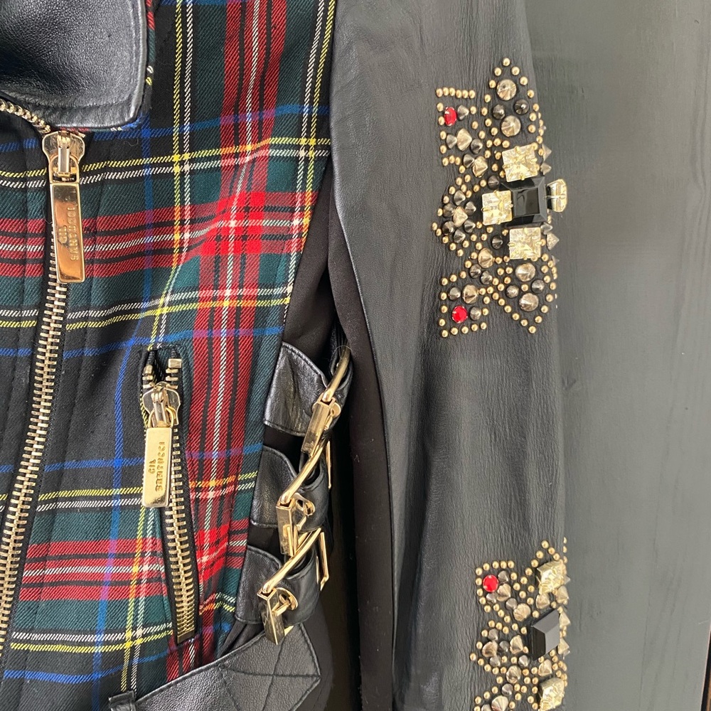 Leather jacket with gold hardware